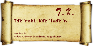 Töreki Kálmán névjegykártya